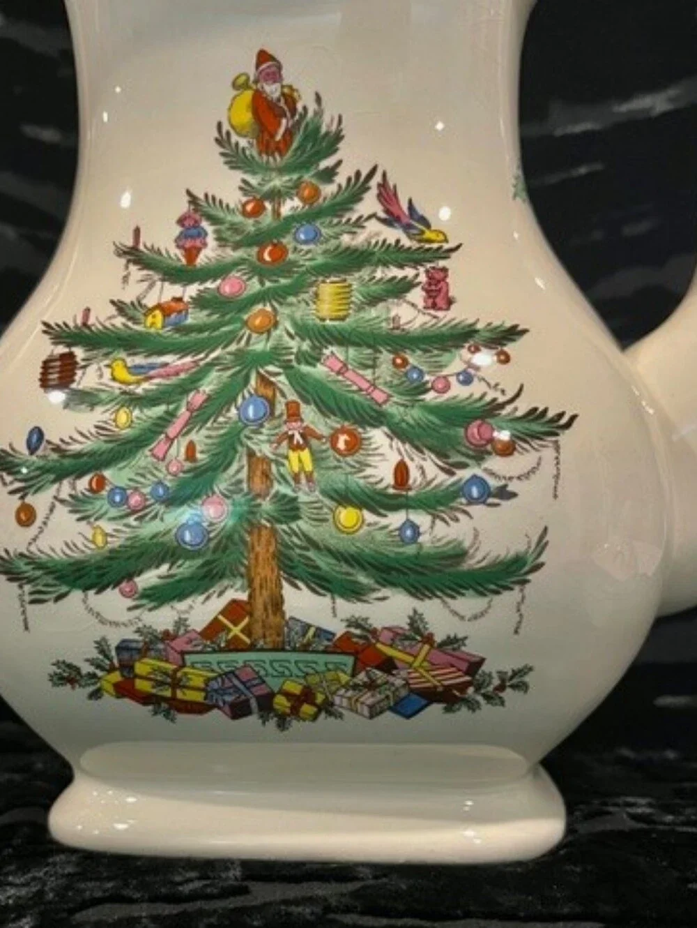 Vintage Pre-1976 Spode Christmas Tree Imperialware Coffee Pot with Acorn Lid